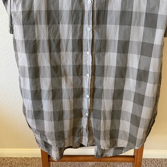 ISHIKO Cotton Gray Checkered Shirt Dress with pockets - Picture 5 of 11